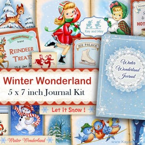 Zestaw do dziennika śmieci WINTER WONDERLAND - Zimowe tematy, cyfrowe strony do dziennika do druku - bałwany, jelenie, śnieg, łyżwy - natychmiastowe pobranie KM-28