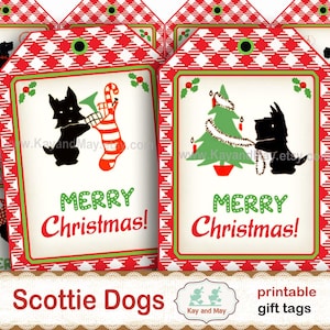 スコッティ ドッグ クリスマス、印刷可能なスコティッシュ テリア犬のギフト タグ、かわいいクリスマス犬、スコッティ ドッグ クリスマス、デジタル即時ダウンロード km-33