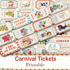 Circus Carnival Tickets: Printable Collage Sheet (Digital Download)