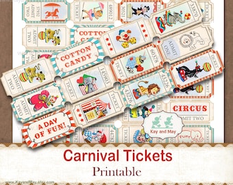 Circus Carnival Tickets: Printable Collage Sheet (Digital Download)