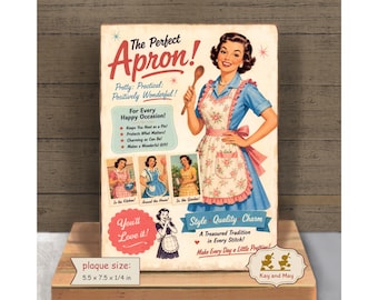 Vintage style advertisement sign for apron 1950s style retro home decor shelf sitter PL-137