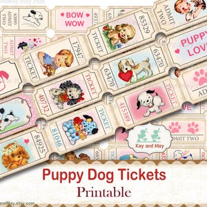 Puppy Dog Printable Ticket Strips Journal Embellishments Pawty Party Dog lover (Digital Download KM-92) image 1