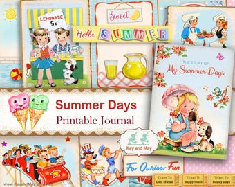 Summer Journal Kit: Vintage Theme, Printable Ephemera (Digital Download)