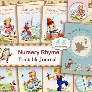 Vintage Kinderreime Junk Journal Kit: Muttergans Ephemera zum selbst ausdrucken (Digitaler Download)
