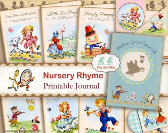 Vintage Kinderreime Junk Journal Kit: Muttergans Ephemera zum selbst ausdrucken (Digitaler Download)