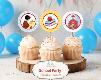 Schule Party Cupcake Toppers druckbare Dekoration (digitaler Download)