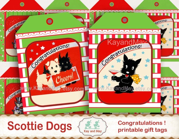 SCOTTIE DOG gift tags - printable cards, tags for birthday party, retirement party, wedding, shower, and more! - instant download KM-13 Il_570xn