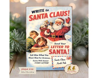 Christmas Advertisement sign for writing letters to Santa vintage style shelf sitter decor PL-117