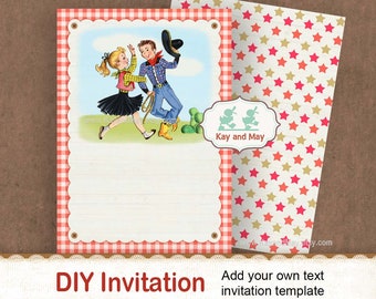 Western couple invitation / cowboy invite / DIY party template / you add text invite / western party invite / Western dance party / #11