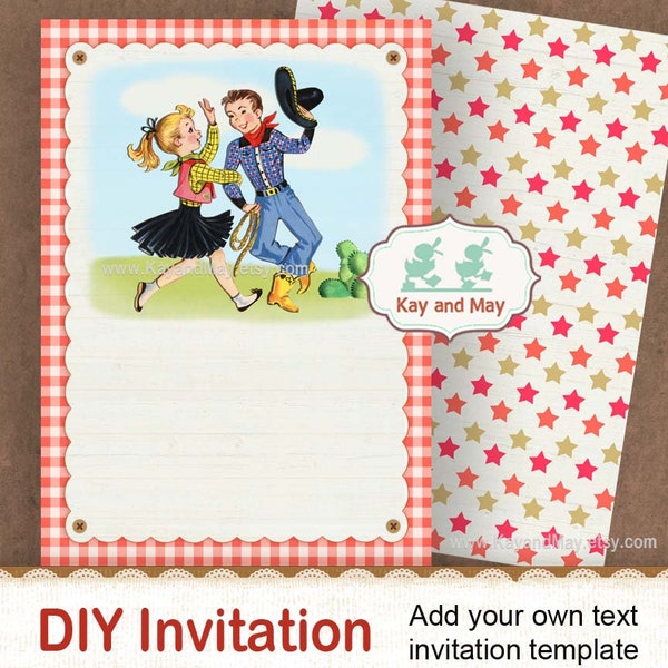 Western couple invitation / cowboy invite / DIY party template / you add text invite / western party invite / Western dance party / #11