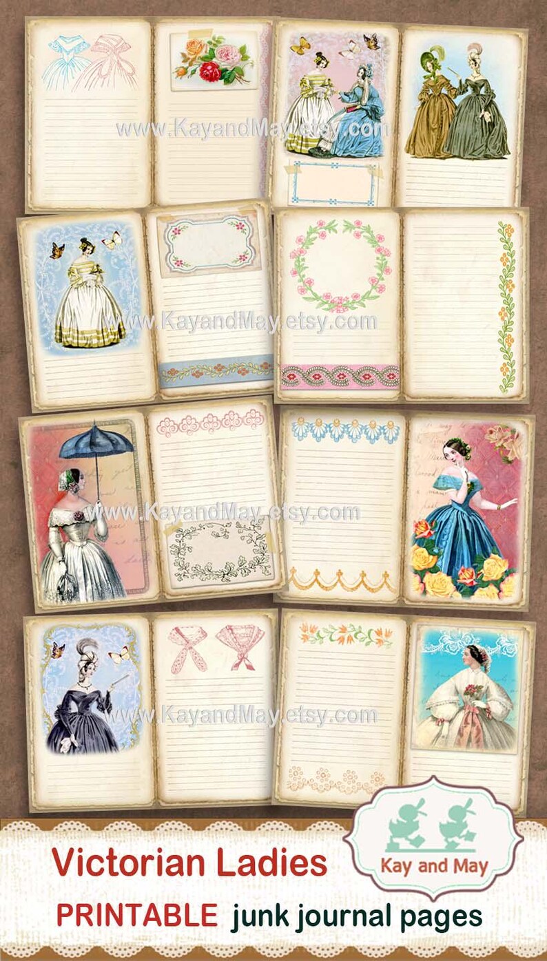 Victorian Ladies Junk Journal Printable Pages 1860s Fashion Ephemera ...