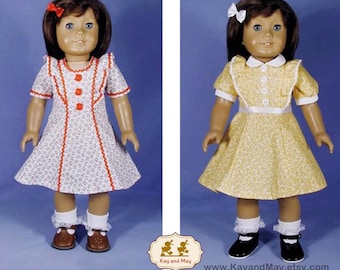 Molly or Emily Sewing Pattern  fits American Girl 18 inch dolls /  1940s style doll dress pattern historical sewing INSTANT download # FOR-2