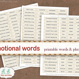 EMOTIONS & FEELINGS printable words, journal of thoughts, diary words, self awareness, relationship journal, digital instant download KM-61 image 2