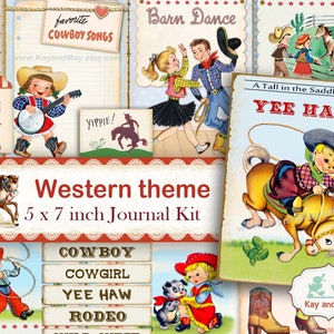 Kit de diário de lixo ocidental, cowboy, cowgirl, kit de diário de lixo de cavalo, páginas de diário, papel de diário, cartões, download digital KayandMay KM-138