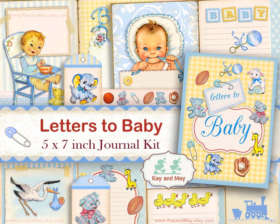 BABY Journal Kit Retro Baby Printable Journal Pages Letters to Baby