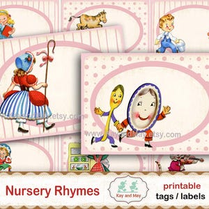 Etichette regalo stampabili con filastrocche per bambini / etichette per diario dei rifiuti per bambini / etichette regalo per baby shower / biglietti per album per bambini / download digitale KM-141