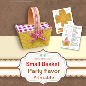 Cesta de regalo imprimible, linda canasta de golosinas para fiestas, baby shower, golosinas para fiestas de cumpleaños, descarga instantánea KayandMay KM-108