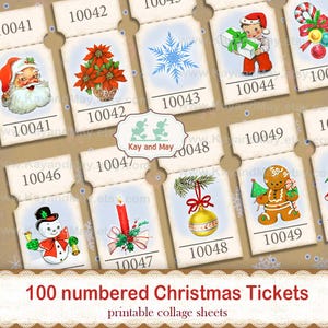 WEIHNACHTS-Karten für Raffle-Lose, Türpreis, Partyspiele, Journale / druckbare Vintage-Retro-Weihnachtskarten / digitaler Download KM-4