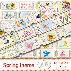 FRÜHLING Karten, druckbare Collage Blatt von Kartenstreifen, Vintage Retro Journal Verzierungen, digitaler sofort-Download KM-91
