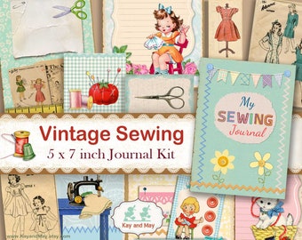 SEWING themed junk journal kit - vintage sewing journal pages - printable ephemera - sewing junk journal kit - instant download KM-1