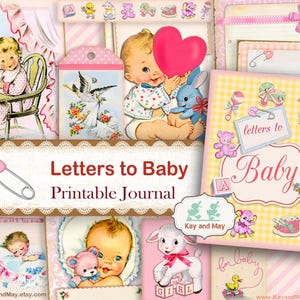 レトロな女の子用ベビージャーナルキット：ヴィンテージのエフェメラ（PDF ダウンロード）