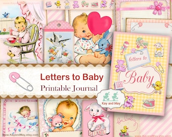 Retro Baby Girl Journal Kit: Vintage Ephemera (PDF Download)
