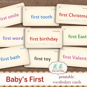 BABY FIRST cards, vocabulary flashcard words, baby flash cards, paper craft, baby junk journal cards, KayandMay instant download KM-118