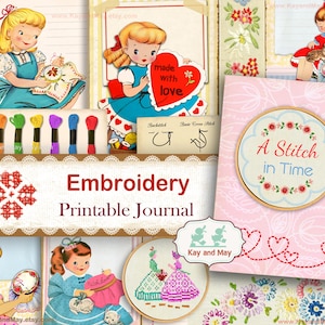 Embroidery Journal Kit: Vintage Ephemera, Needlework Book (Digital Download)