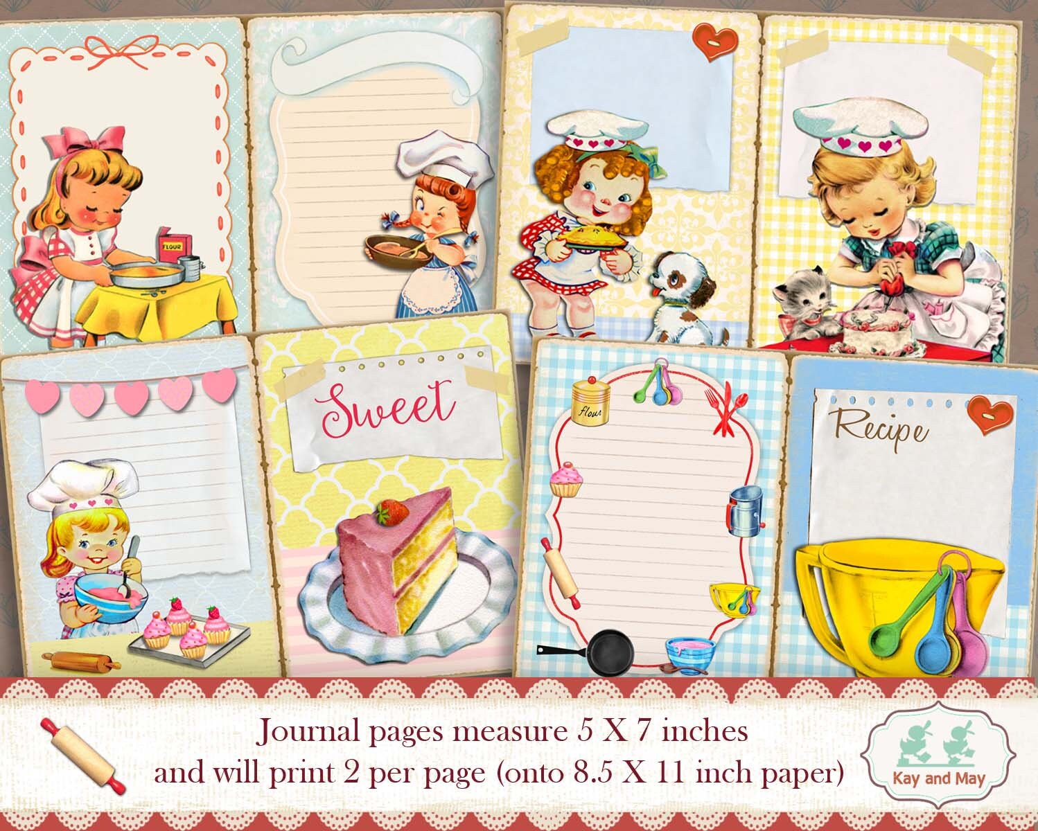 Vintage Cooking Junk Journal Kit: Printable Pages for Recipes (digital ...