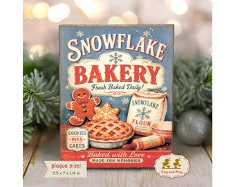 Christmas vintage style Bakery sign for gingerbread cookies pies & cakes shelf sitter decoration PL-126