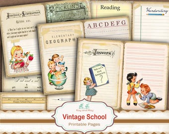 Vintage School Printable Journal Pages (Digital Download KM-131)