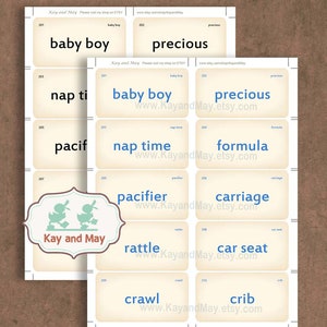 Baby Boy Vocabulary Cards: Printable Flashcards for junk journal scrapbook tags (PDF Download) image 2