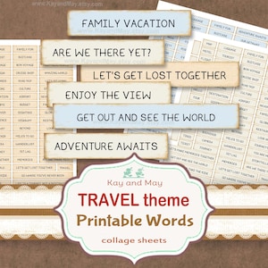 Travel Journal Printable Words & Phrases: Vacation Scrapbook (Digital Download)