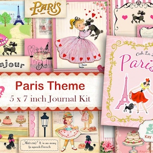kit de diário lixo PARIS para impressão, páginas de diário, livro de diário de viagem, coisas efêmeras digitais para impressão com tema francês, download instantâneo KM-47