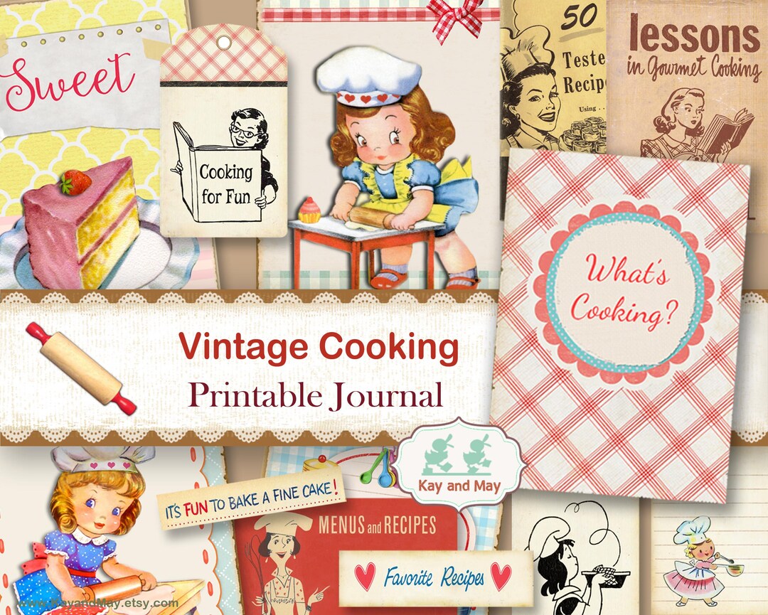 Vintage Cooking Junk Journal Kit: Printable Pages for Recipes (digital ...