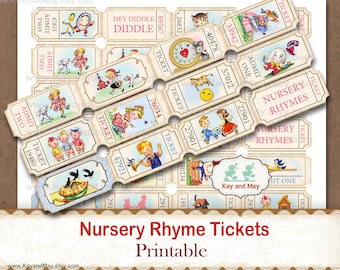 Kinderreime Tickets: Baby Journal druckbare Ephemera (Digitaler Download)