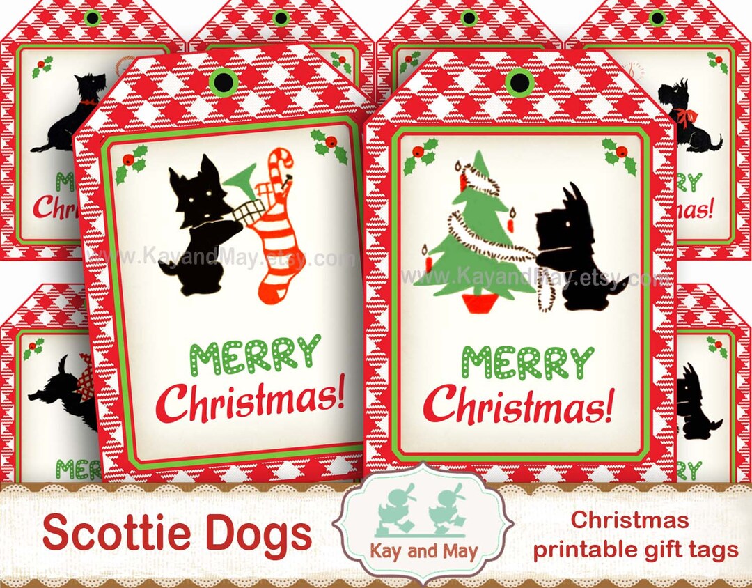 SCOTTIE DOG CHRISTMAS, Printable Scottish Terrier Dog Gift Tags, Cute ...
