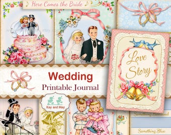 Vintage Wedding Journal Kit: DIY Memory Book (PDF Files)