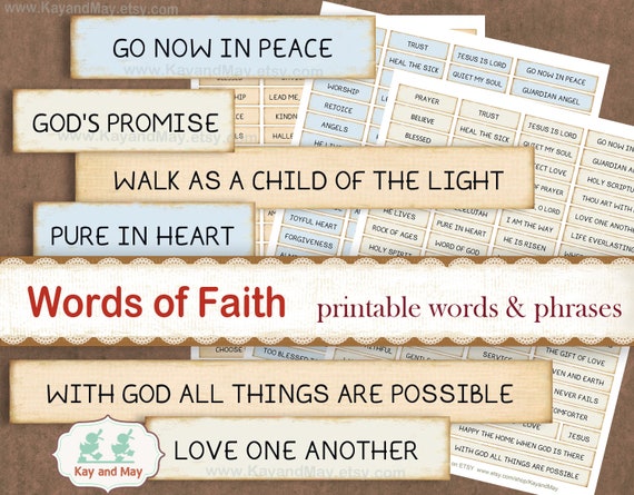 FAITH journal words, printable words & phrases, Bible journaling, Christian inspirational words, junk journal digital instant download KM-55 Il_570xn