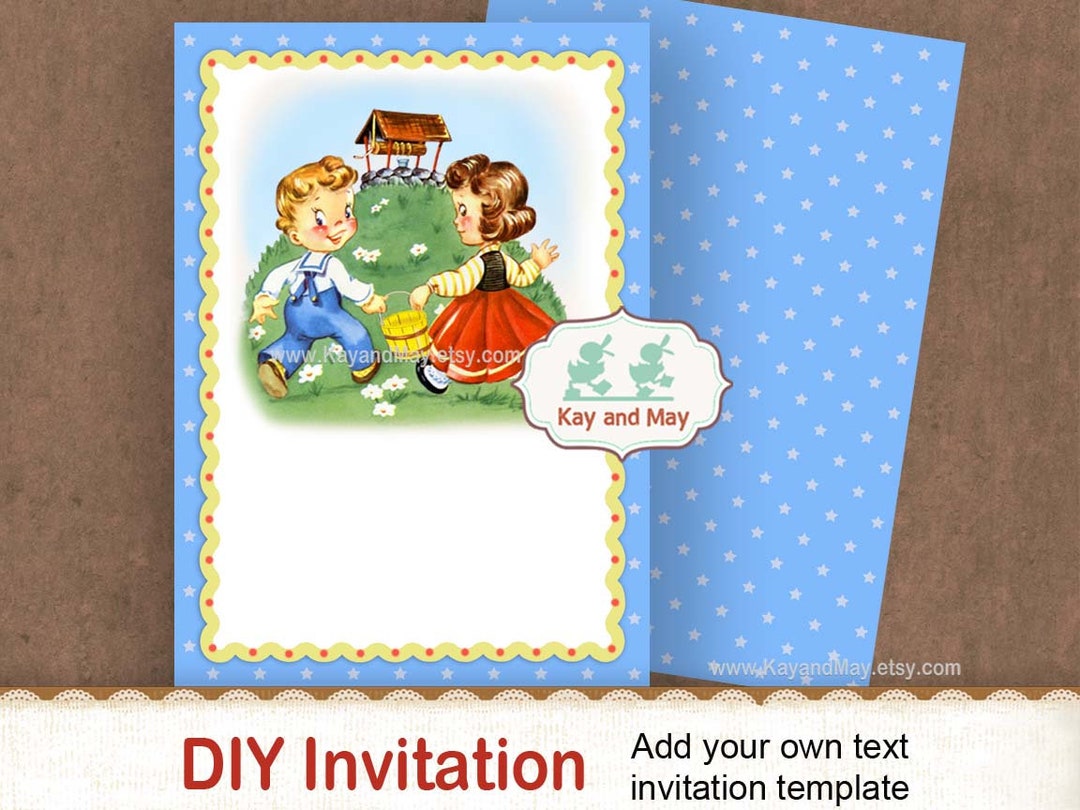 Jack and Jill Nursery Rhyme Invitation / Brother and Sister Etsy