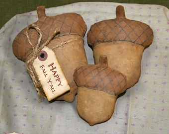 Primitive Acorns sewing E pattern  Fall Autumn bowl fillers Halloween Thanksgiving pattern DIY primitive acorn nuts instant download # MK-12