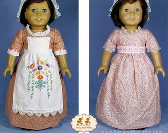 Das Schnittmuster von Felicity oder Elizabeth passt für American Girl 18-Zoll-Puppen (Colonial Gown COL-2), Puppenkleidmuster – SOFORTIGER Download