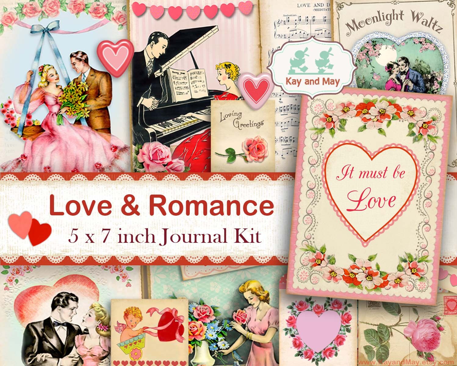 Wedding Scrapbook Kit, Engagement Photo Album, Romantic Scrapbook Bundle, Couple  Scrapbook Paper, Wedding Album Template, Gift for Him 