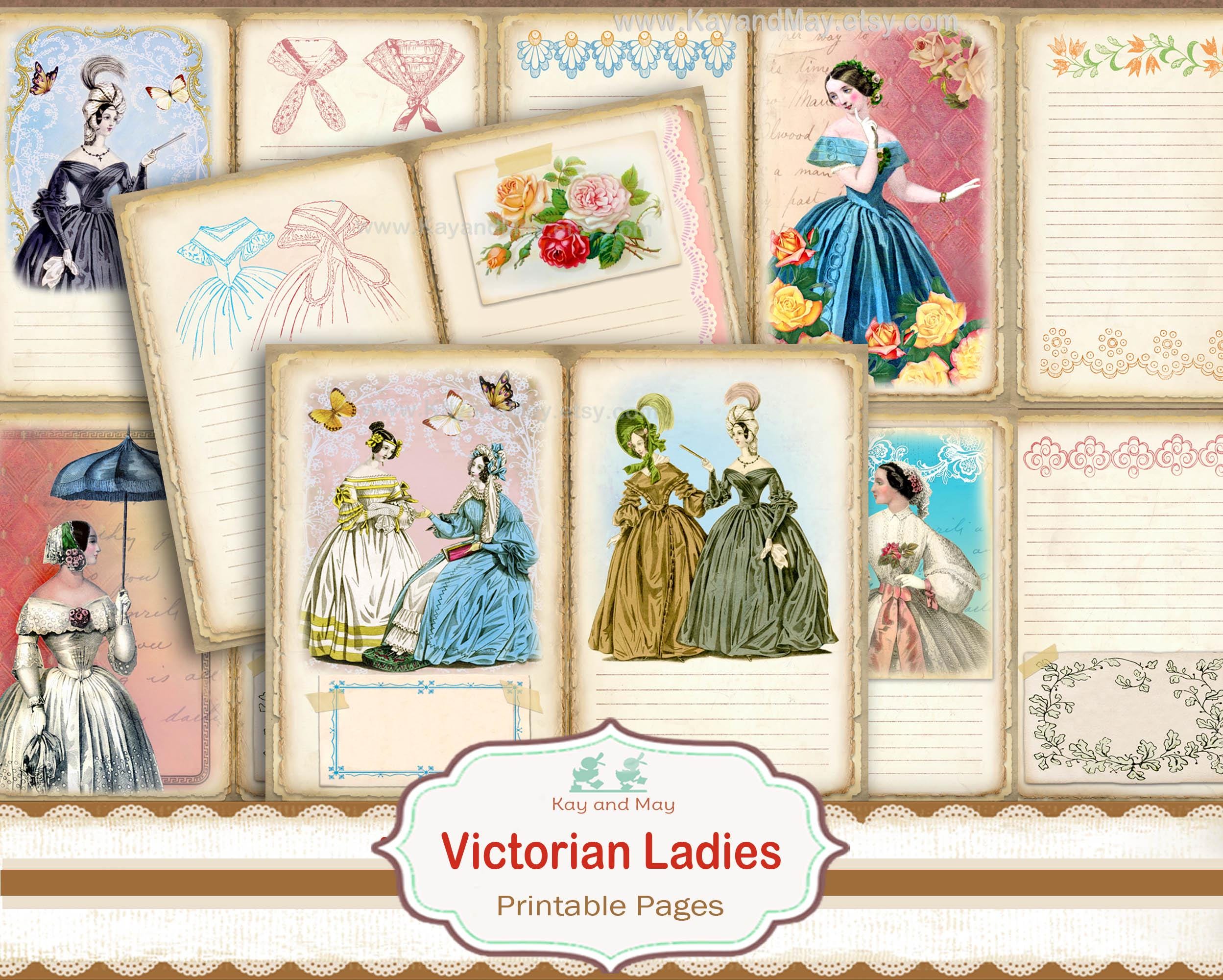 Victorian Ladies Junk Journal Printable Pages 1860s Fashion Ephemera ...