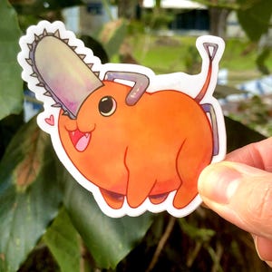 CSM happy Pochita glossy die cut 3&quot;x3&quot;in cute chainsaw man anime laptop sticker