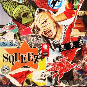Questo innovativo collage di street art è realizzato con poster strappati dalle strade di Berlino e New York.