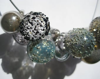 Black and Blue Glass Bubble Necklace