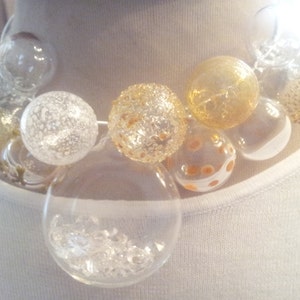 Glass Bubble  Statement  Necklace - hand blown Pyrex Bubble Love Necklace
