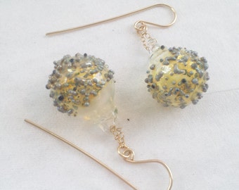 Glass Bubble Statement -Chameleon colored hand blown Pyrex earrings