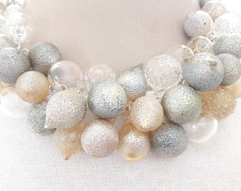 BLOWN GLASS statement necklace-Pyrex tiny bubbles necklace